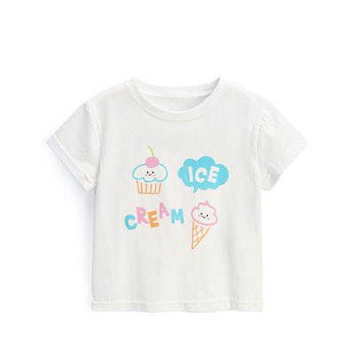 Модерна детска тениска за момичета в бял цвят с апликация