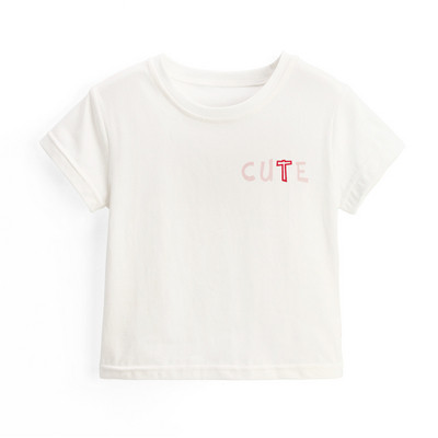 Tricou pentru copii model nou pentru fete - alb cu inscriptie