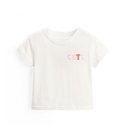 Нов модел детска тениска за момичета-в бял цвят с надпис