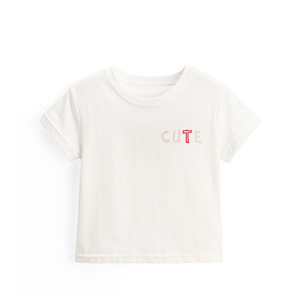 Tricou pentru copii model nou pentru fete - alb cu inscriptie