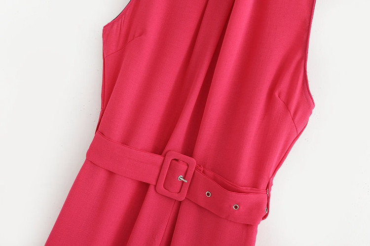 Salopeta eleganta cu centura in talie in culoarea ciclamenului