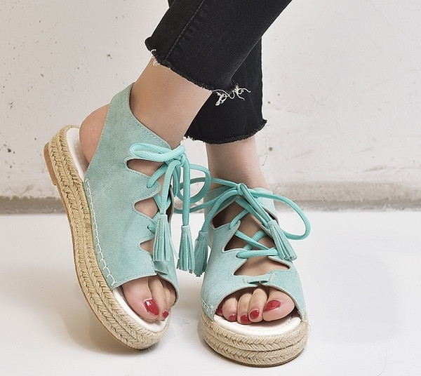 Sandale casual dama cu sireturi si talpa plata in mai multe culori