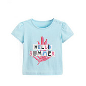 Tricou pentru copii modern pentru fete - in albastru cu aplicatie