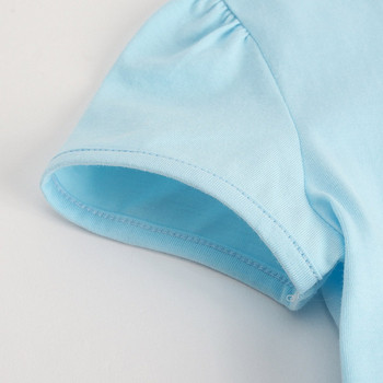 Модерна детска тениска за момичета-в син цвят с апликация