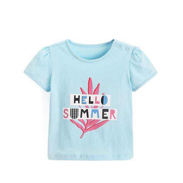 Tricou pentru copii modern pentru fete - in albastru cu aplicatie