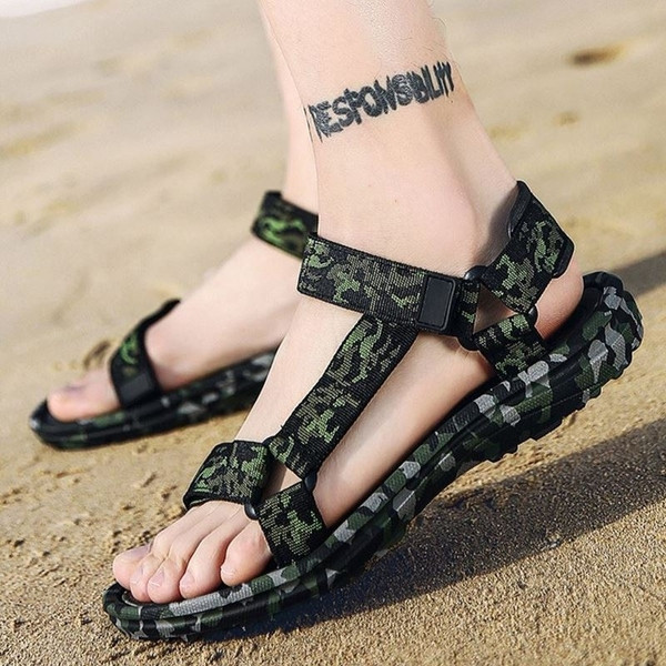 Sandale casual barbatesti in trei culori cu model de camuflaj
