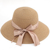 Palarie de plaja de dama moderna cu panglica in mai multe culori