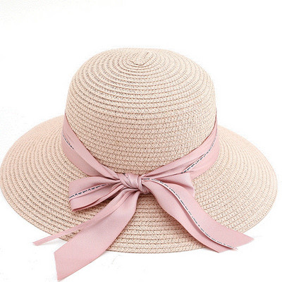 Palarie de plaja de dama moderna cu panglica in mai multe culori