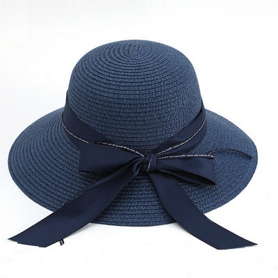 Palarie de plaja de dama moderna cu panglica in mai multe culori