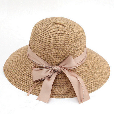 Palarie de plaja de dama moderna cu panglica in mai multe culori