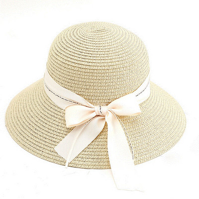 Palarie de plaja de dama moderna cu panglica in mai multe culori