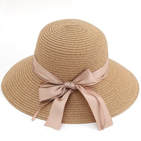 Palarie de plaja de dama moderna cu panglica in mai multe culori