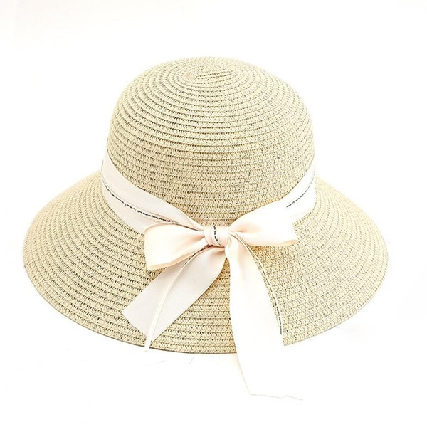 Palarie de plaja de dama moderna cu panglica in mai multe culori