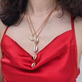 Actual colier lung de dama de culoare aurie