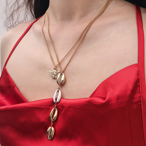 Actual colier lung de dama de culoare aurie