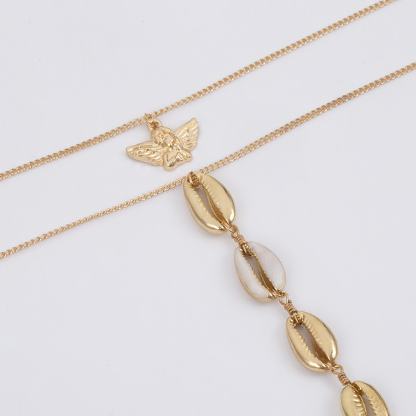 Actual colier lung de dama de culoare aurie