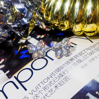 Cercei mici de dama - in doua culori cu pietre