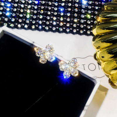 Cercei mici de dama - in doua culori cu pietre