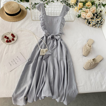 Модерна дамска рокля с връзка в три цвята