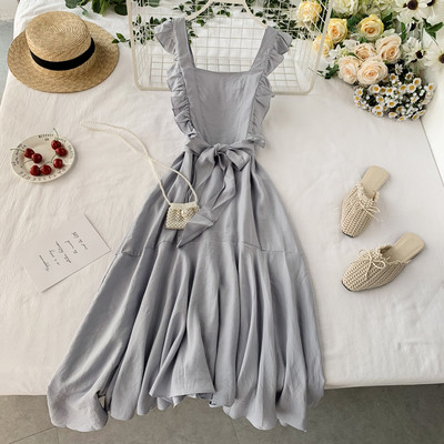 Модерна дамска рокля с връзка в три цвята