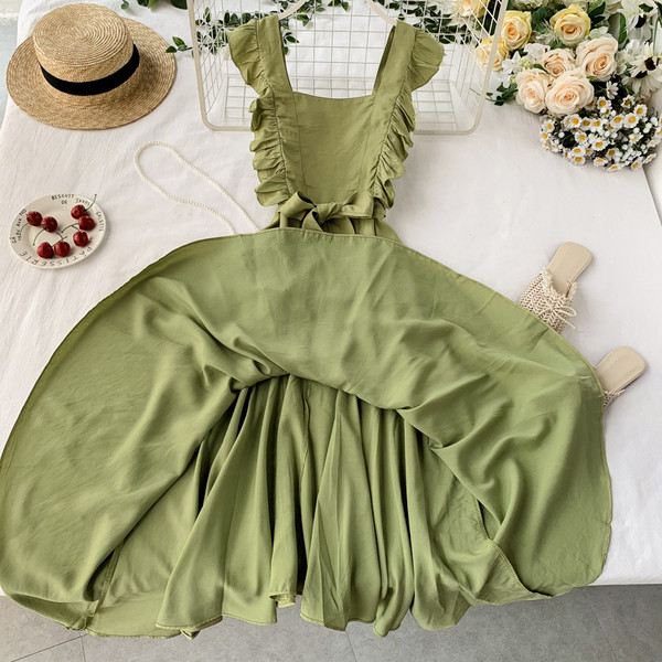 Модерна дамска рокля с връзка в три цвята