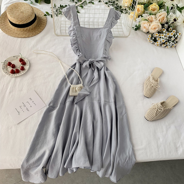 Модерна дамска рокля с връзка в три цвята