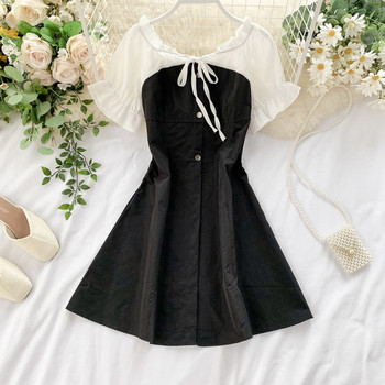 Rochie casual de dama cu panglica si maneci scurte in mai multe culori