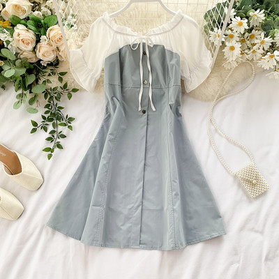 Rochie casual de dama cu panglica si maneci scurte in mai multe culori