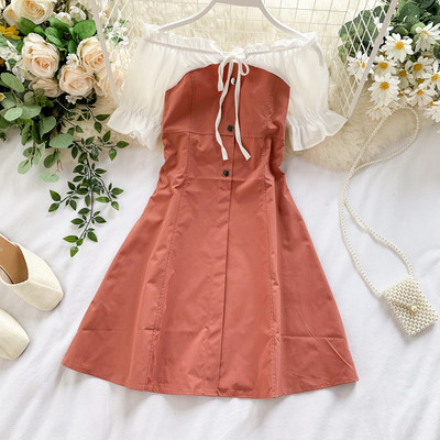 Rochie casual de dama cu panglica si maneci scurte in mai multe culori