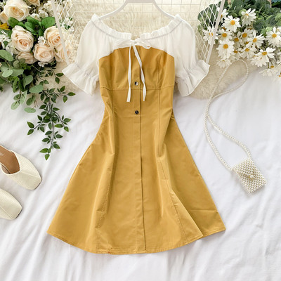 Rochie casual de dama cu panglica si maneci scurte in mai multe culori