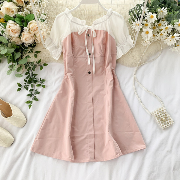 Rochie casual de dama cu panglica si maneci scurte in mai multe culori