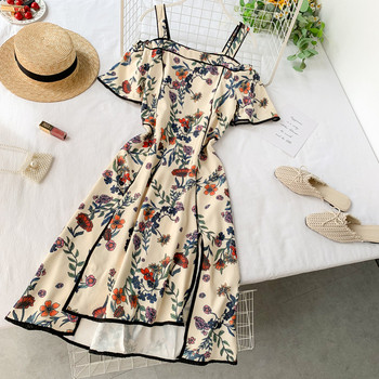 Rochie de dama cu model floral si bretele