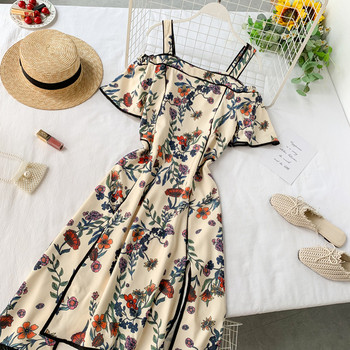 Rochie de dama cu model floral si bretele