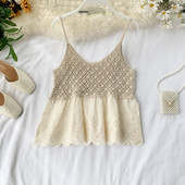 Maieu de damă tricotat cu bretele subțiri în două culori