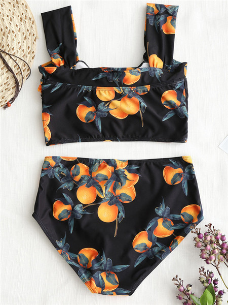 Costum de baie model nou din două părți cu pantaloni cu talie înaltă