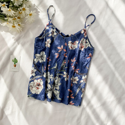 Top de damă din catifea cu model floral în mai multe culori