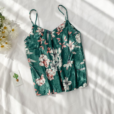 Top de damă din catifea cu model floral în mai multe culori