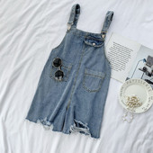 Casual γυναικείο φόρεμα denim με μια τσέπη και σχισμένα μοτίβα