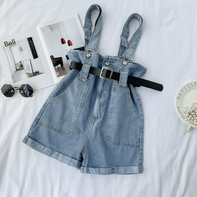 Blugi scurti casual de dama cu talie inalta si curea