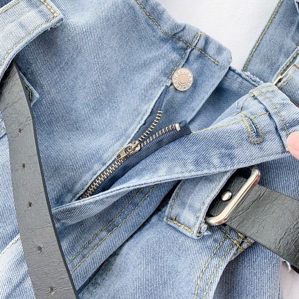 Blugi scurti casual de dama cu talie inalta si curea