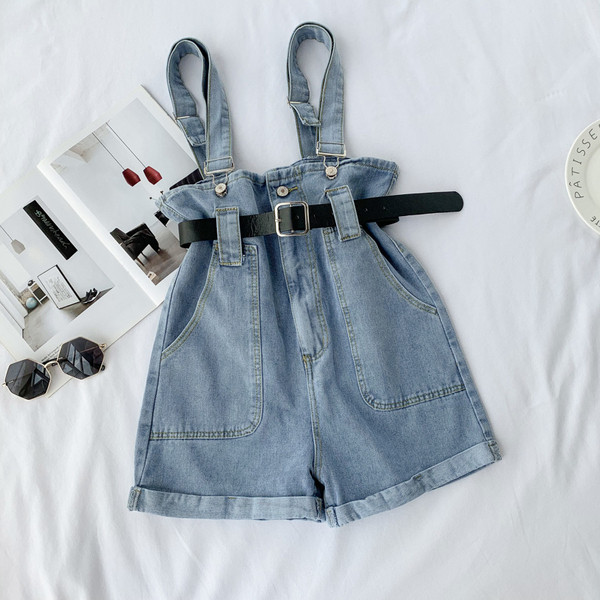 Blugi scurti casual de dama cu talie inalta si curea