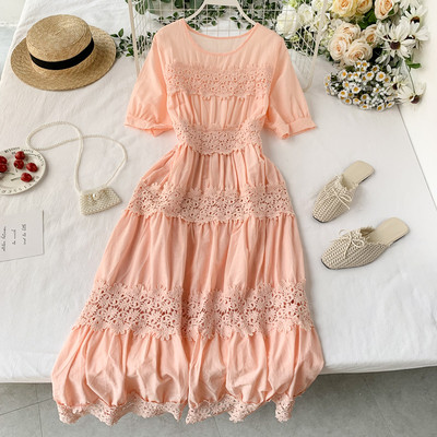 Дамска дълга рокля с дантела в няколко цвята