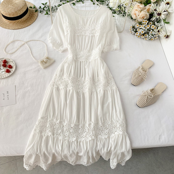 Дамска дълга рокля с дантела в няколко цвята