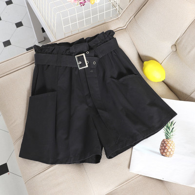 Pantaloni scurți casual dama cu centura si talie inalta in mai multe culori