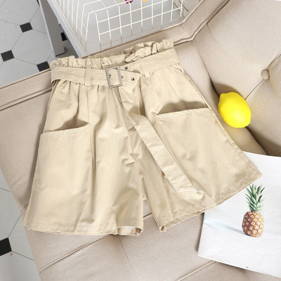 Pantaloni scurți casual dama cu centura si talie inalta in mai multe culori