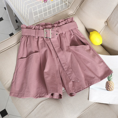 Pantaloni scurți casual dama cu centura si talie inalta in mai multe culori