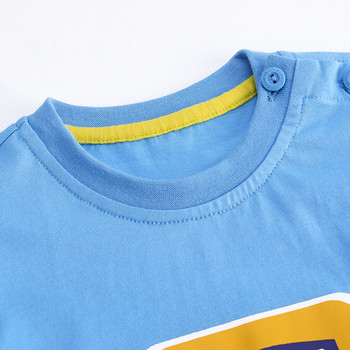 Ежедневна детска тениска в син цвят с апликация-за момчета