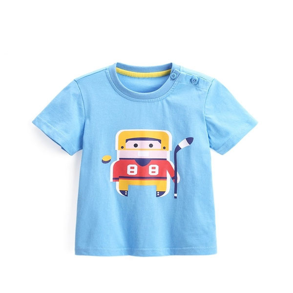 Tricou casual pentru copii in albastru cu aplicatii-pentru baieti