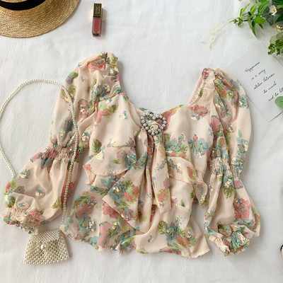 Cămașă de damă elegantă, decorată cu paiete și perle