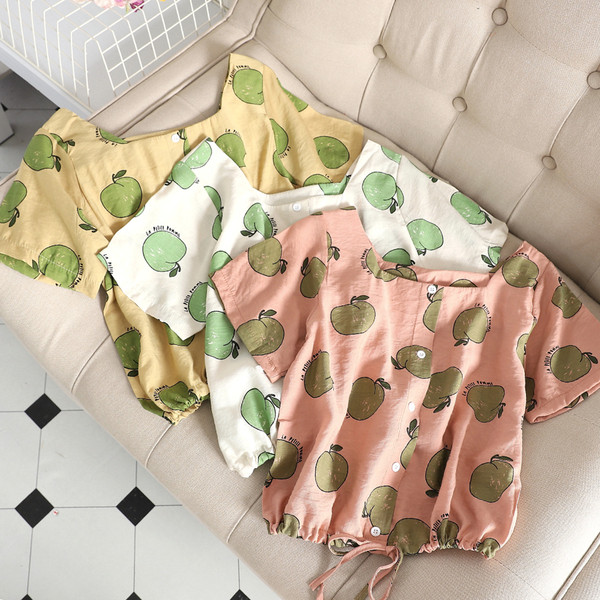 Bluză casual de damă cu mâneci scurte în două culori cu aplicație de ananas